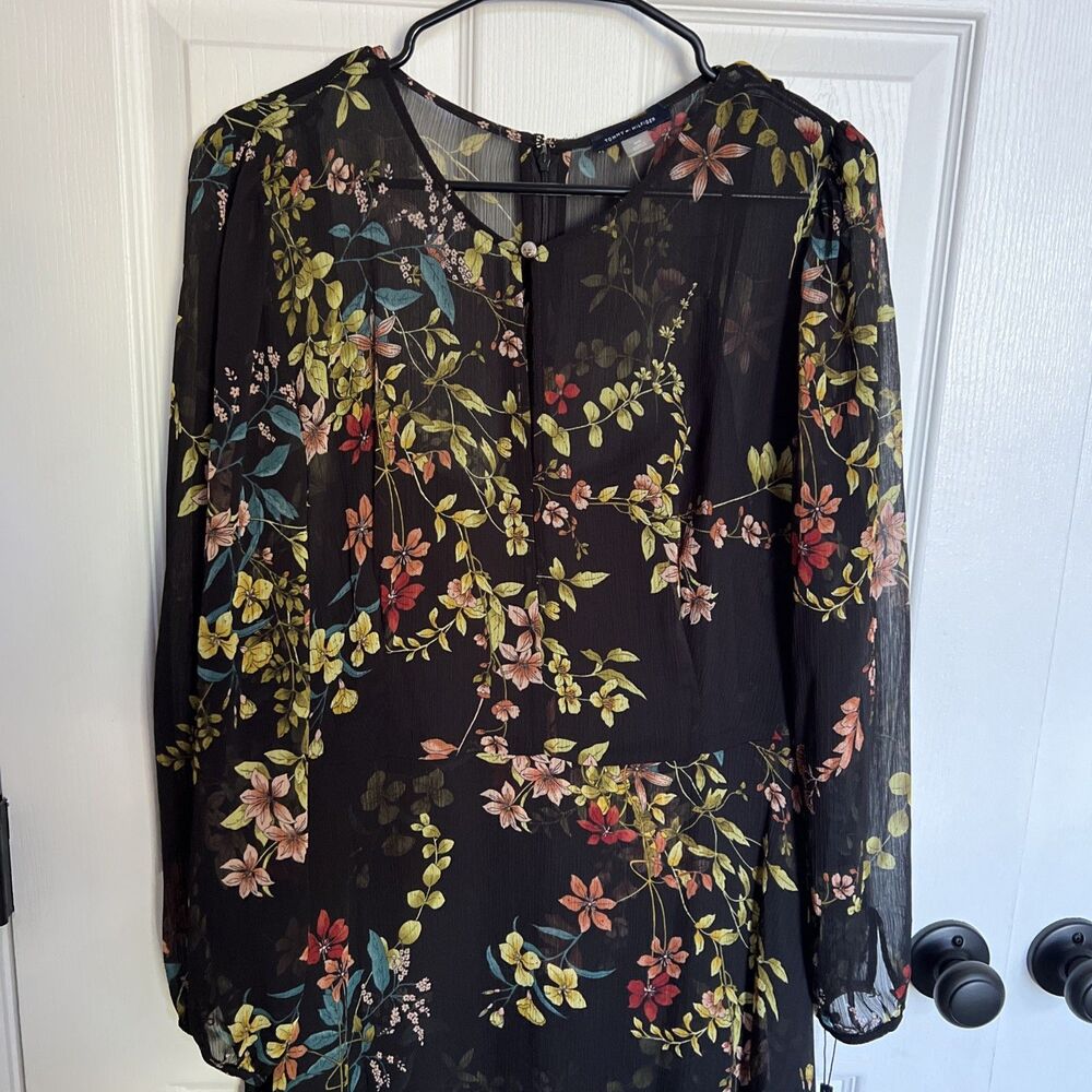 Tommy Hilfiger Petite Zelda Floral Long-Sleeve Maxi Dress Size 16W Relaxed NWT